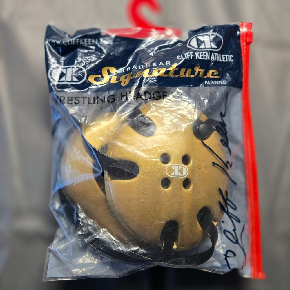 Cliff Keen Signature Wrestling Headgear (Model E58) Black/Gold Adjustable